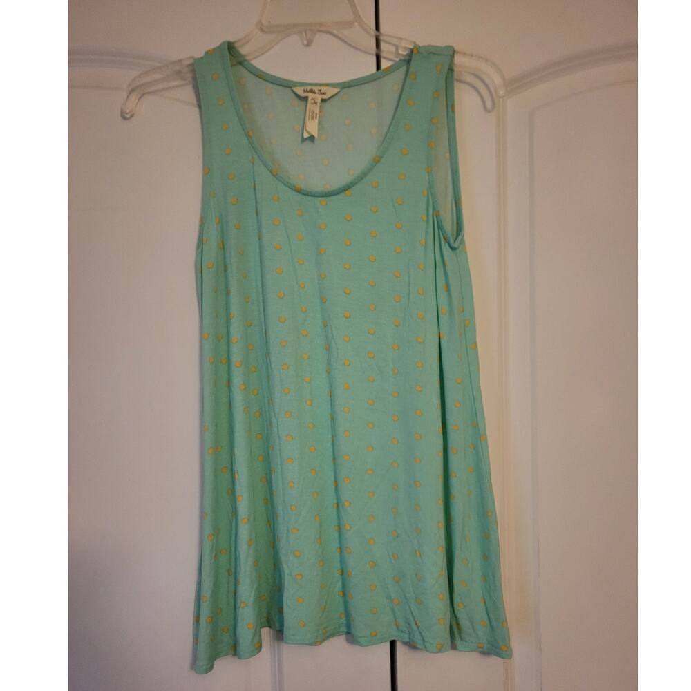 Matilda Jane Green Yellow Polka Dot Modal Blend Flowy Tank Top S